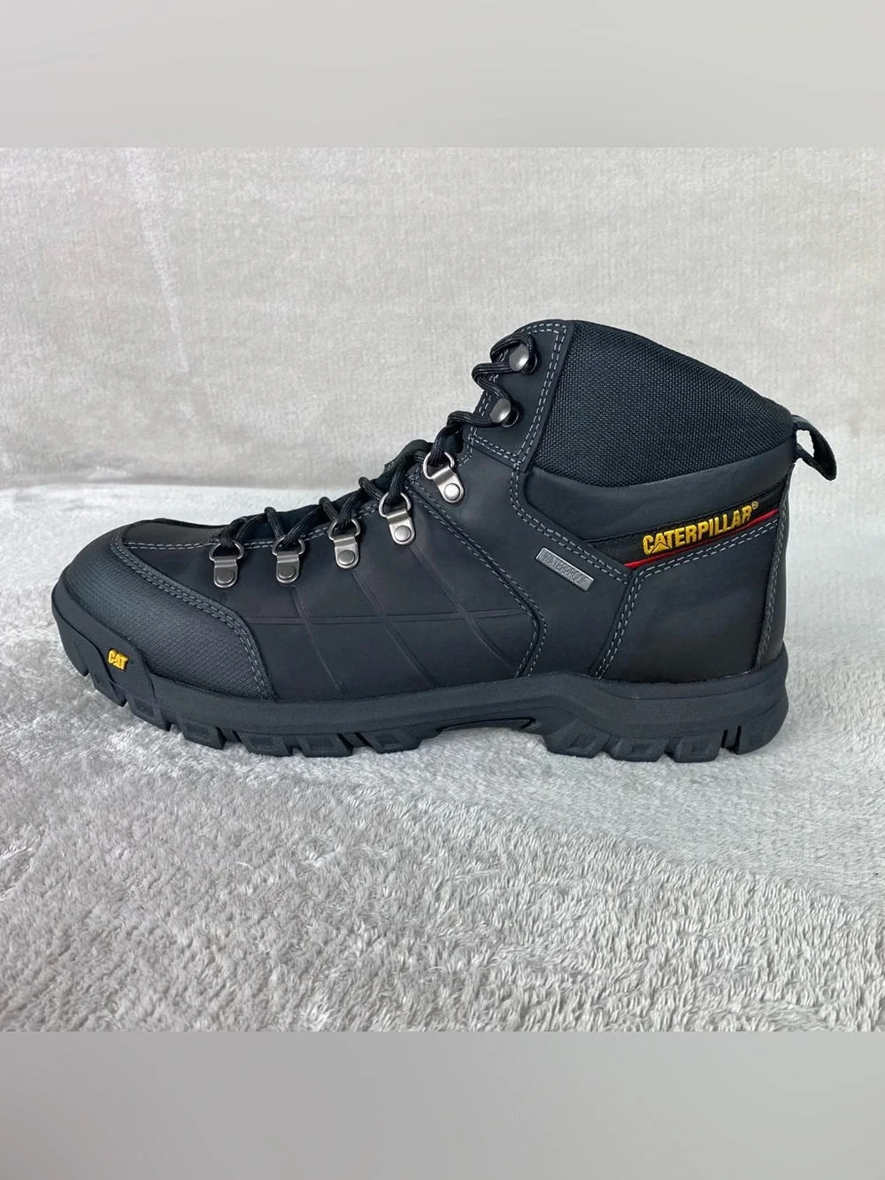 Caterpillar Threshold Work Boots Mens Size 14 W Black‎ Leather Waterproof ST NEW